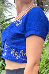 The Saila - Spiral Embroidered Saree Top - Up-Cycled Collection