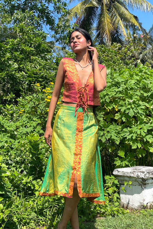 The Parvati Set - Up-Cycled Vintage Silk Saree - Made In Sri Lanka