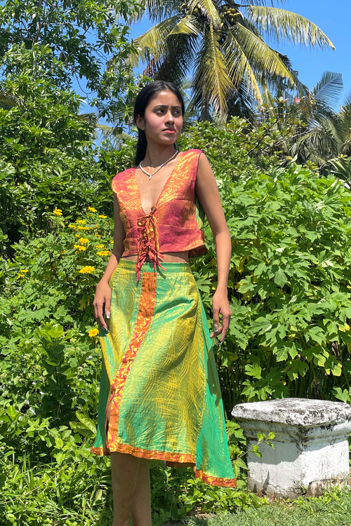 The Parvati Set - Up-Cycled Vintage Silk Saree - Made In Sri Lanka