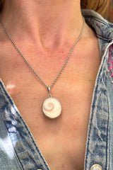 Sri Lankan Shell & Silver Pendant Necklace - Kalumali Design