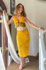 The Nina - Pencil Skirt With Shakira Hand Embroidery - Up-Cycled Collection