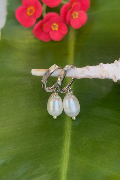 Pearl Tear Drop Earrings - 100% Genuine Pearls & .925 Silver