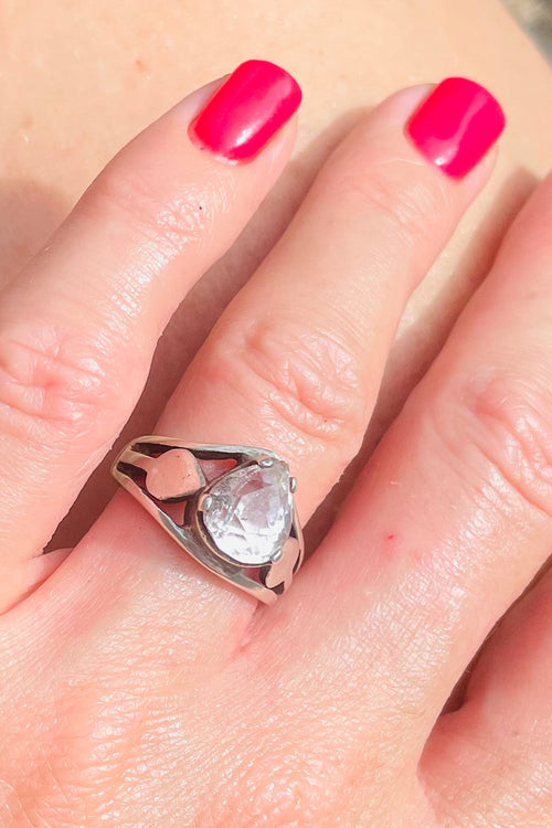 Vintage White Spinel & Silver Ring