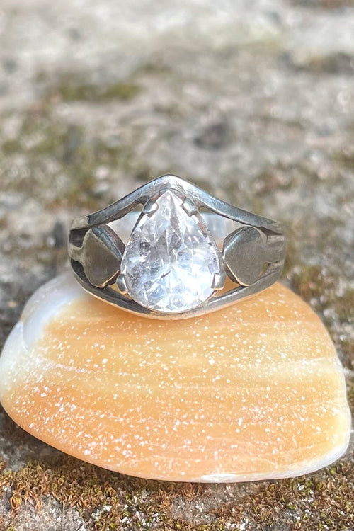 Vintage White Spinel & Silver Ring