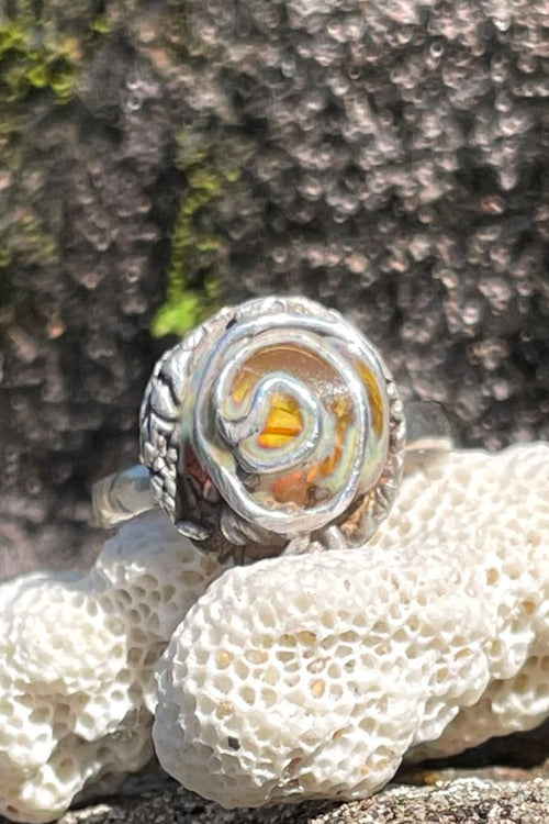 Through The Veil Ring - Molten Silver & Glass Fusion - Wendy Leherissey Design