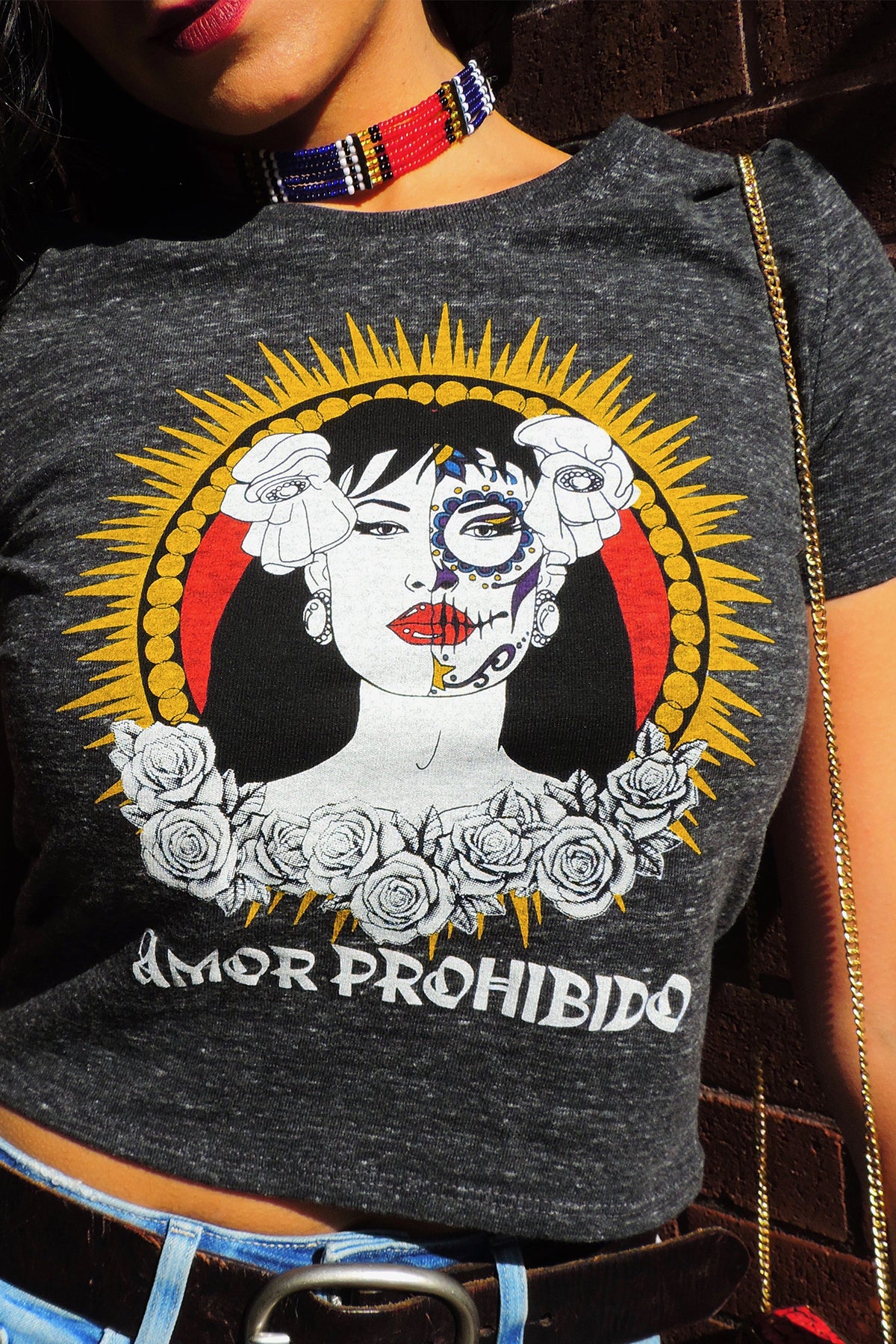 Amor Prohibido - Selena Quintanilla Gray Crop Tee