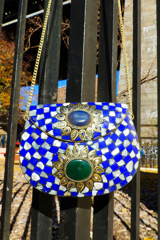 BoBo Designed Indian Mosaic Bag -OCEAN MOTHER OF PEARL