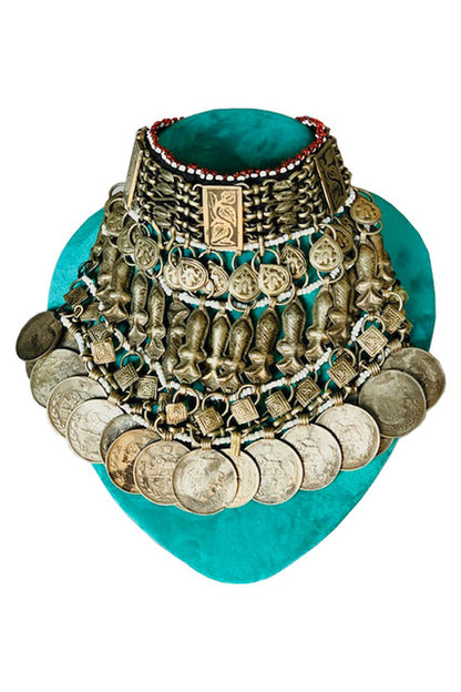 Vintage Afghan Chokers With Vintage Coins- 2 varieties