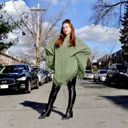 BoBo Hand Knit Baby Alpaca Fringe Poncho- Yosemite