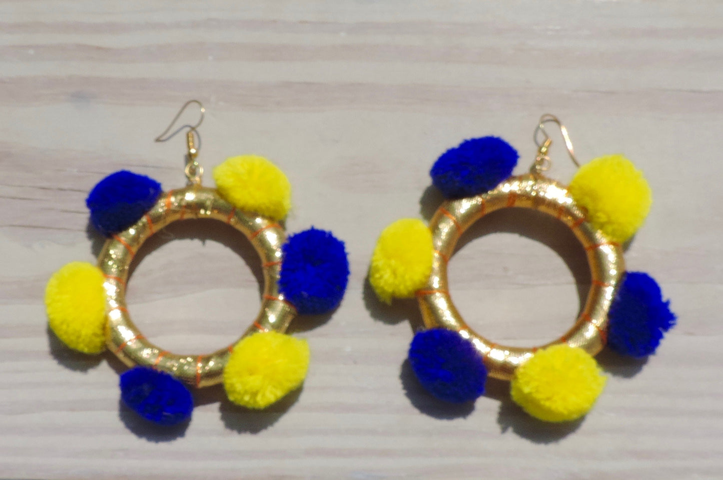 Alexia Pom Pom Hoop Earrings- Fiesta & Gold