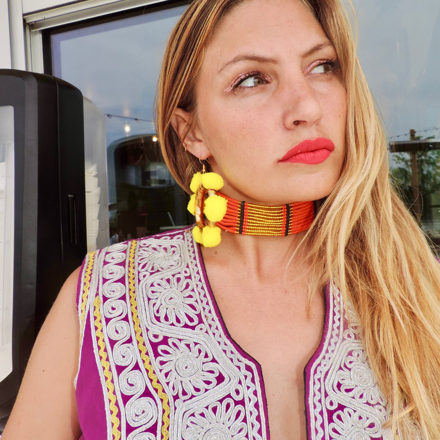 Alexia Pom Pom Hoop Earrings- Sunshine & Gold