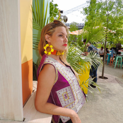 Alexia Pom Pom Hoop Earrings- Sunshine & Gold