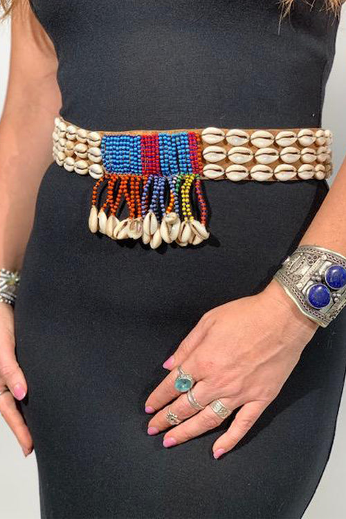 THE DIRE Beaded Tribal Authentic Cowrie Belt