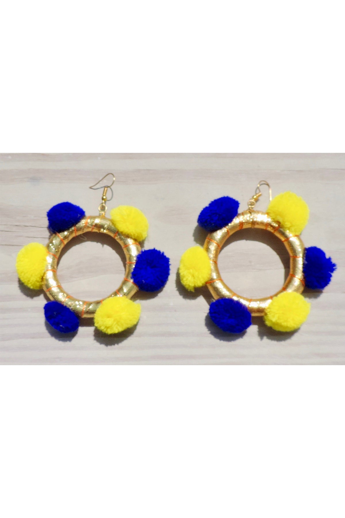 Alexia Pom Pom Hoop Earrings- Fiesta & Gold