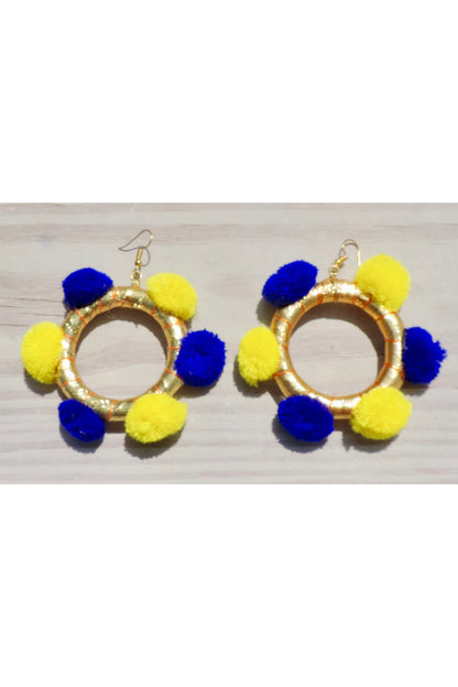 Alexia Pom Pom Hoop Earrings- Fiesta & Gold