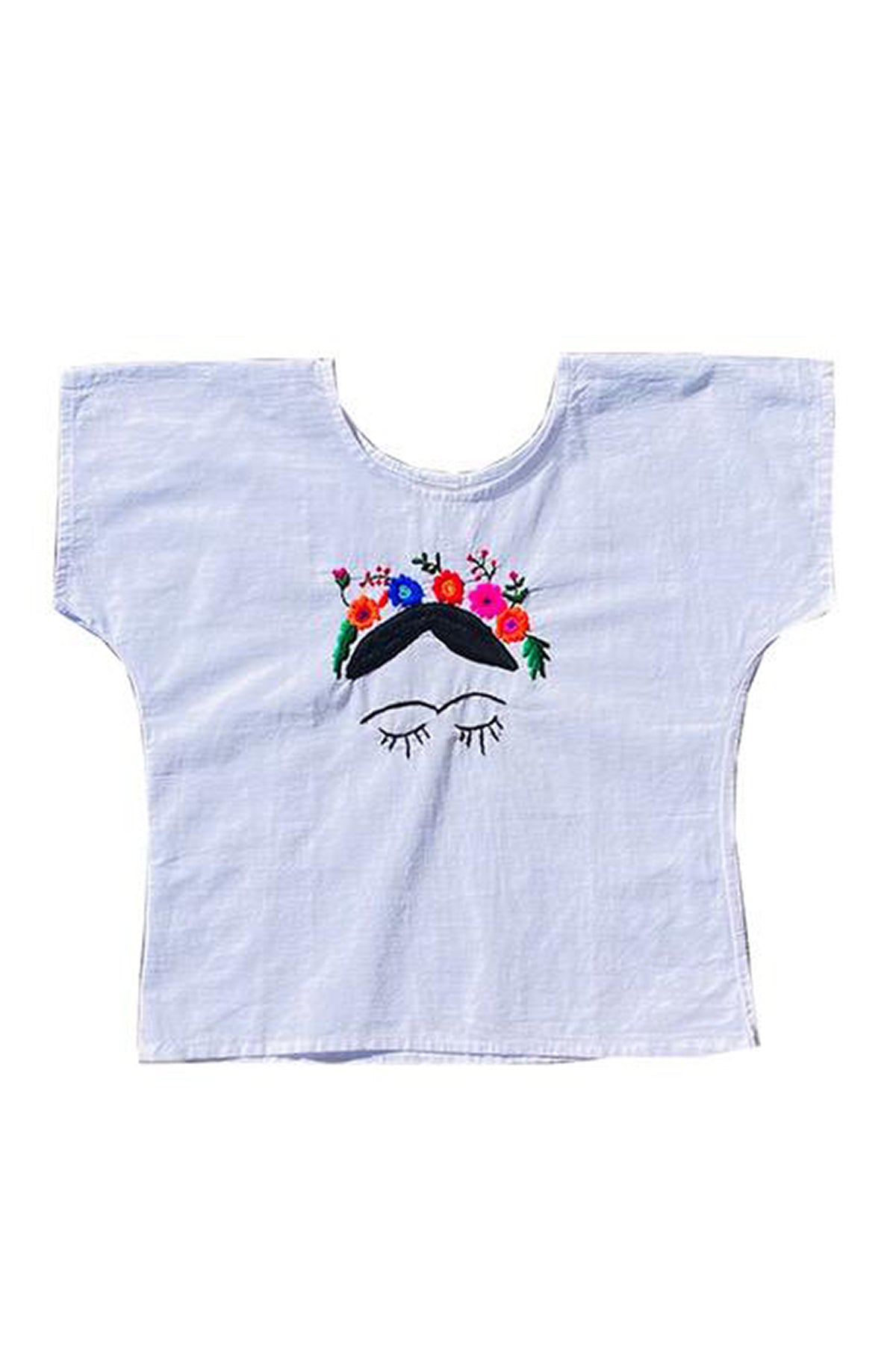 The BoBo Embroidered Frida Peek-A-Boo Crown Long White- Medium
