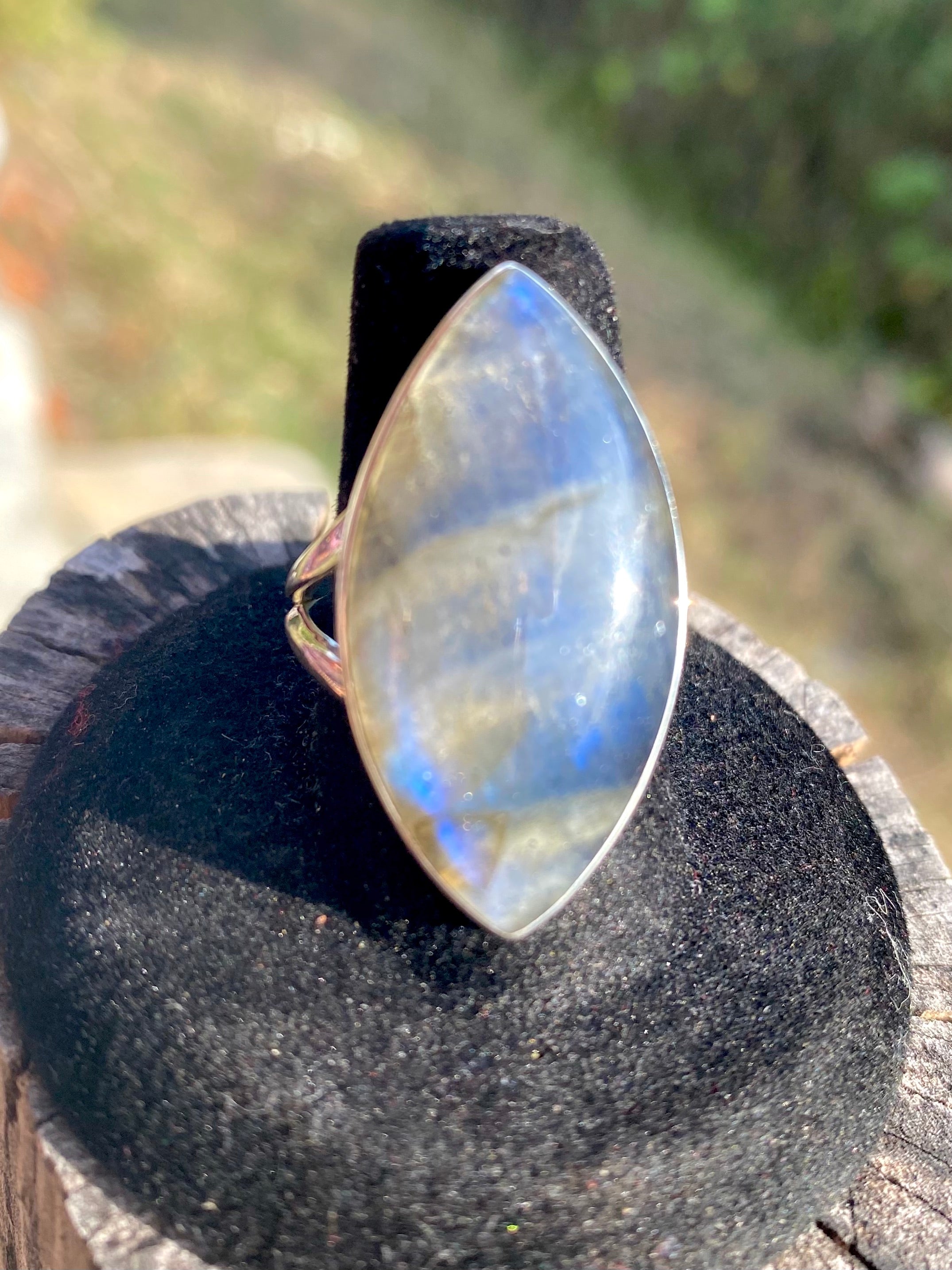 Sterling Silver Labradorite Ring- Medium Eye Size 8