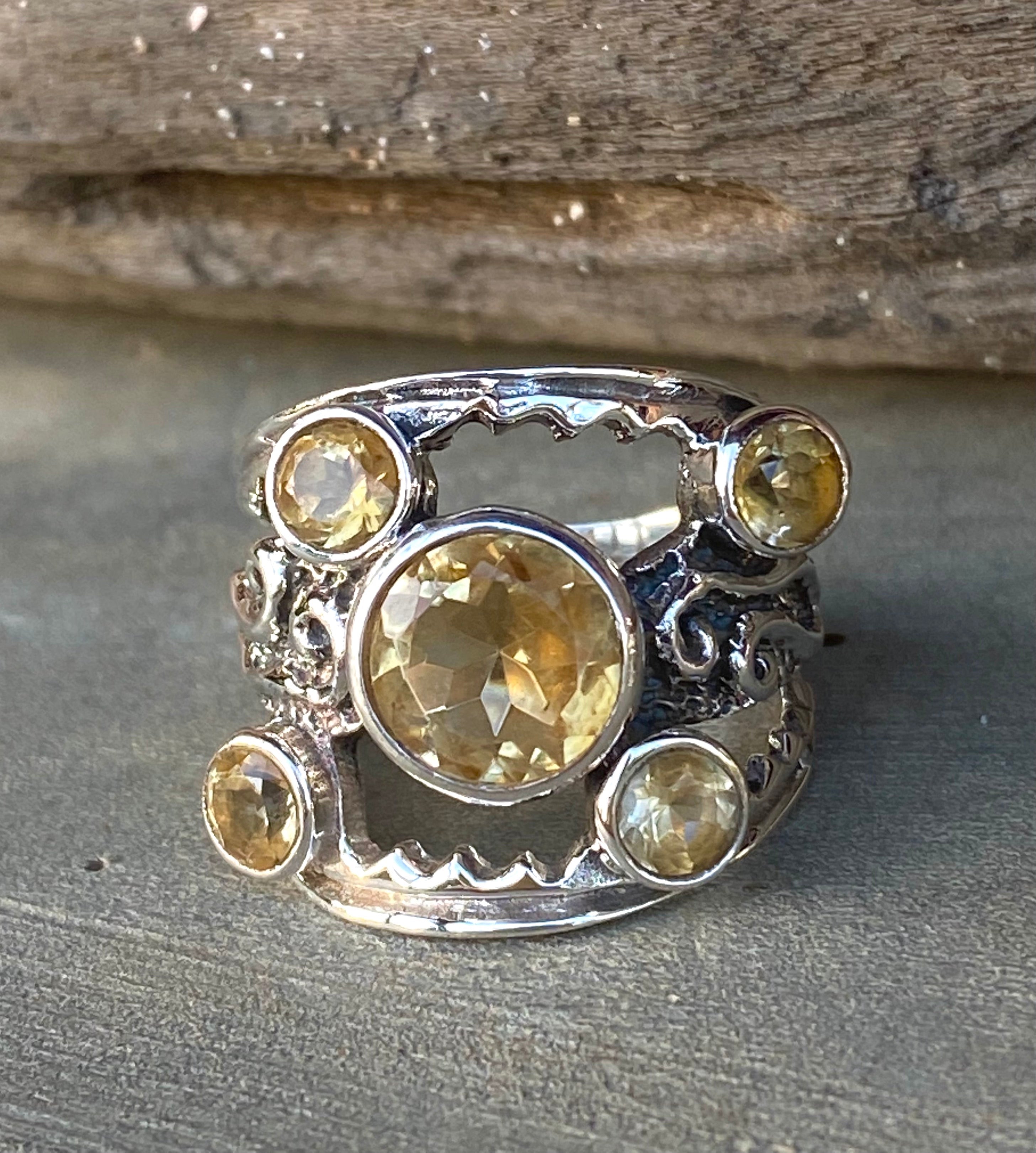 Sterling Silver Chunky Stone Ring- Assortment Of Stones And Sizes