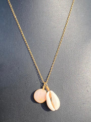 14K Gold Filled Necklace -Cowrie And Stone - 4 Varieties