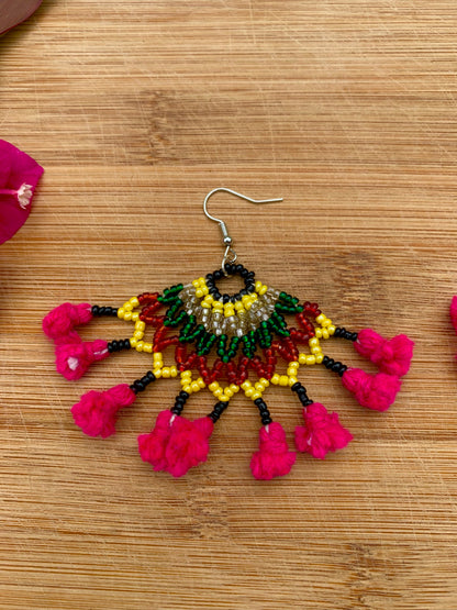 Kalbeliya Gypsy Tribal Earrings- Magic Magenta