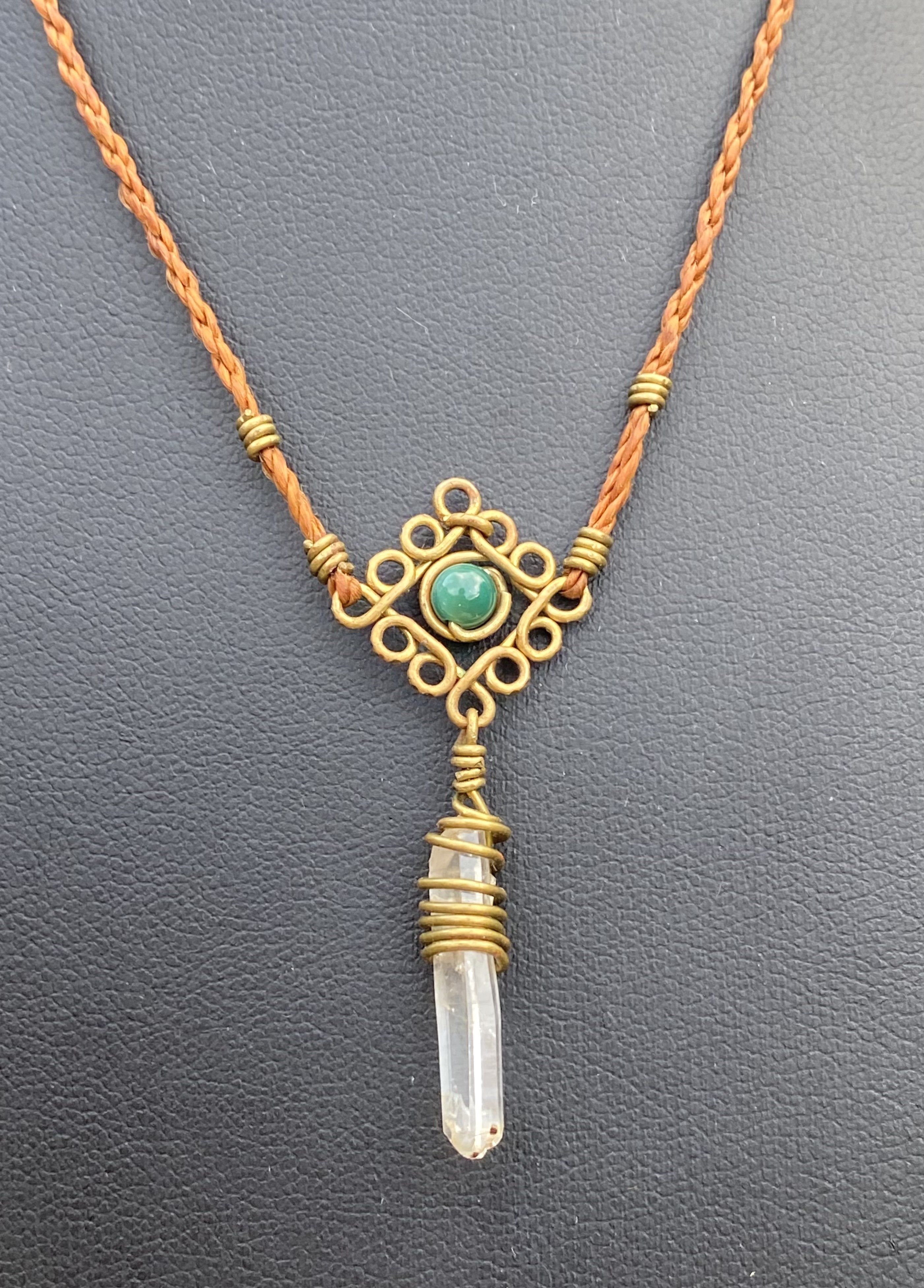 Mandala Necklace - Caramel And Crystal Quartz