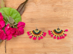 Kalbeliya Gypsy Tribal Earrings- Magic Magenta