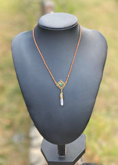 Mandala Necklace - Caramel And Crystal Quartz
