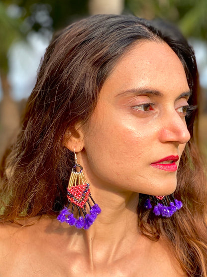 Kalbeliya Gypsy Tribal Earrings-Purple Rain