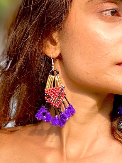 Kalbeliya Gypsy Tribal Earrings-Purple Rain