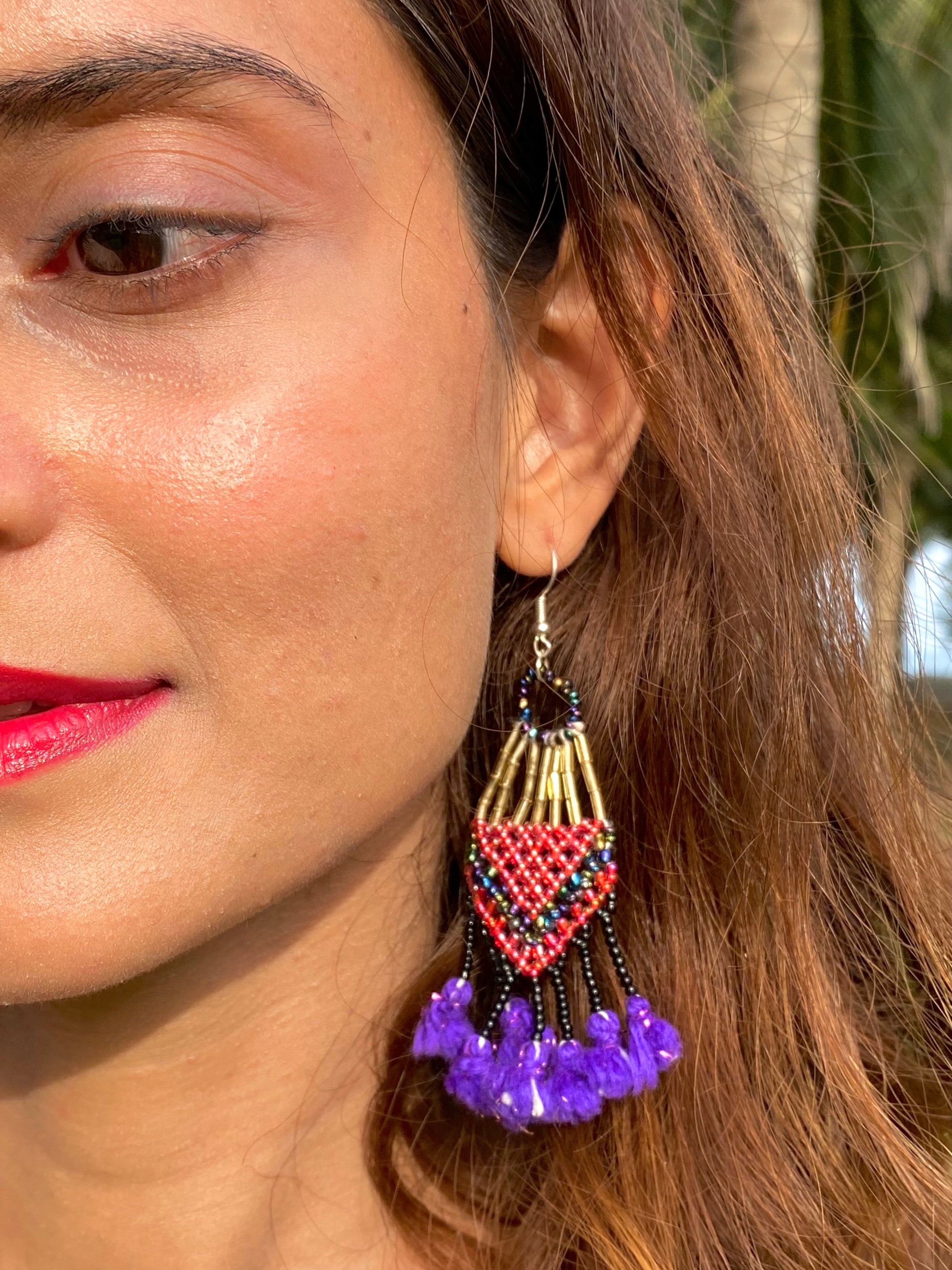 Kalbeliya Gypsy Tribal Earrings-Purple Rain