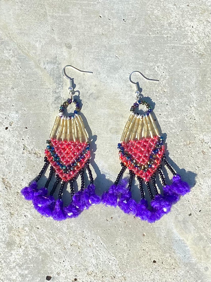 Kalbeliya Gypsy Tribal Earrings-Purple Rain