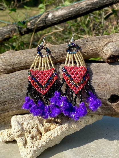 Kalbeliya Gypsy Tribal Earrings-Purple Rain