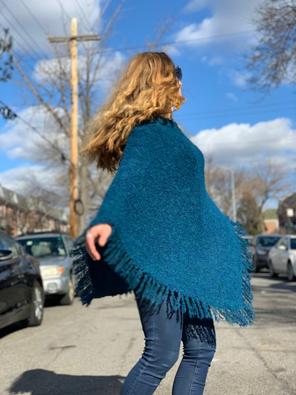 BoBo Hand Knit Baby Alpaca Fringe Poncho- The San Pedro