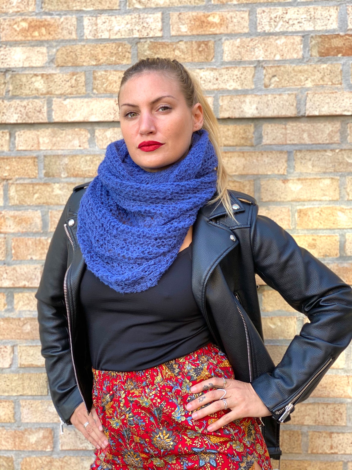 Baby Alpaca Hand Knit Infinity Scarf- The Joannah