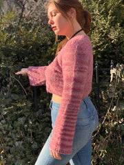 BoBo Hand Knit Baby Alpaca Cropped Sweater - Blush