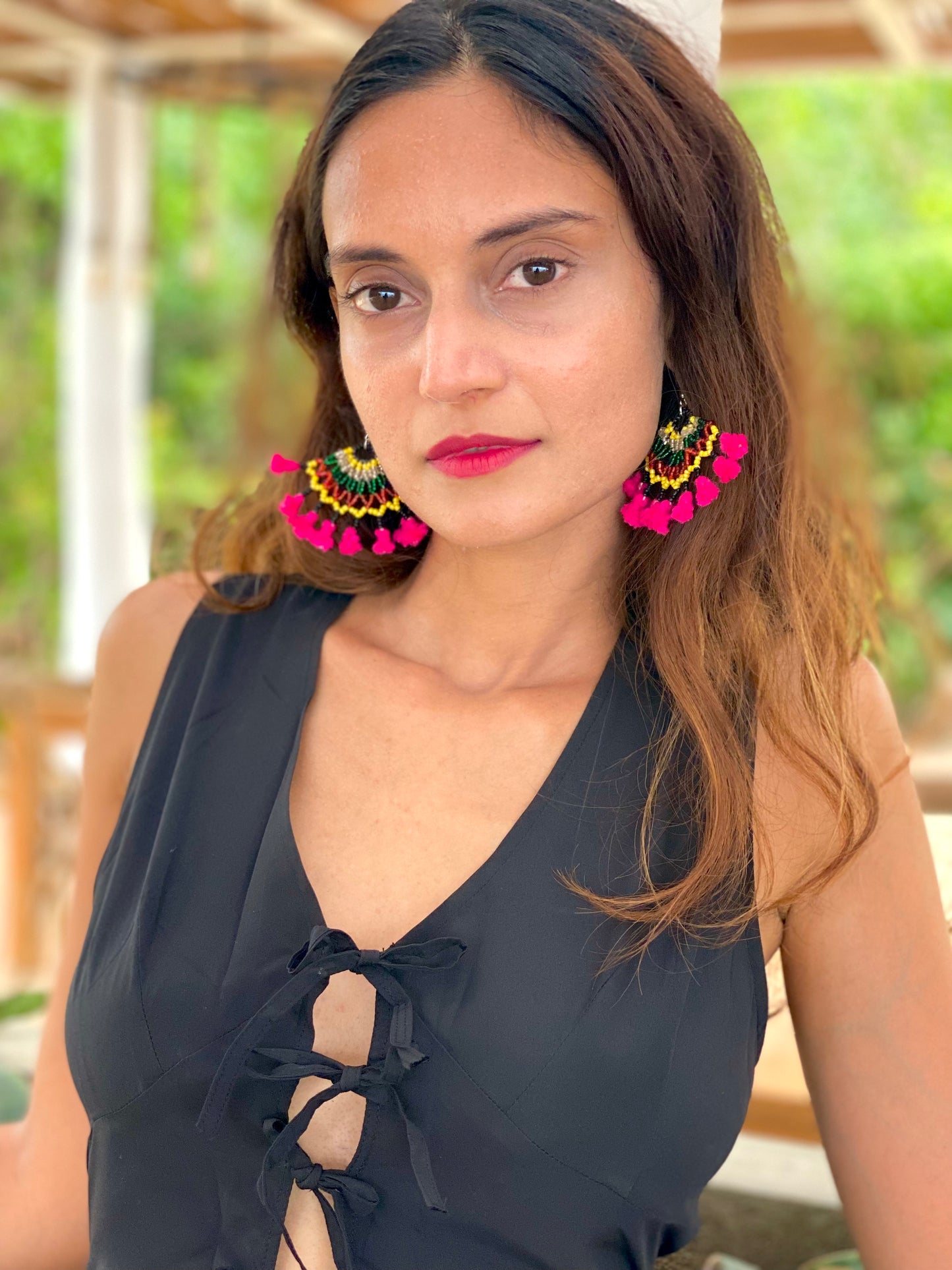 Kalbeliya Gypsy Tribal Earrings- Magic Magenta