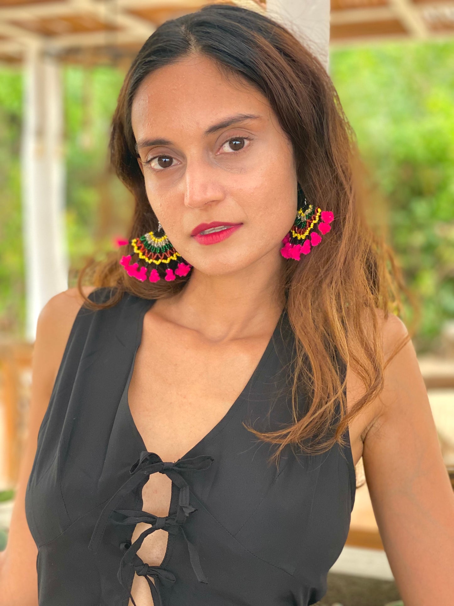 Kalbeliya Gypsy Tribal Earrings- Magic Magenta