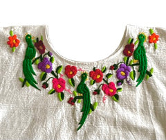 Theodora Three Quetzals And Pansies On Long White - Large