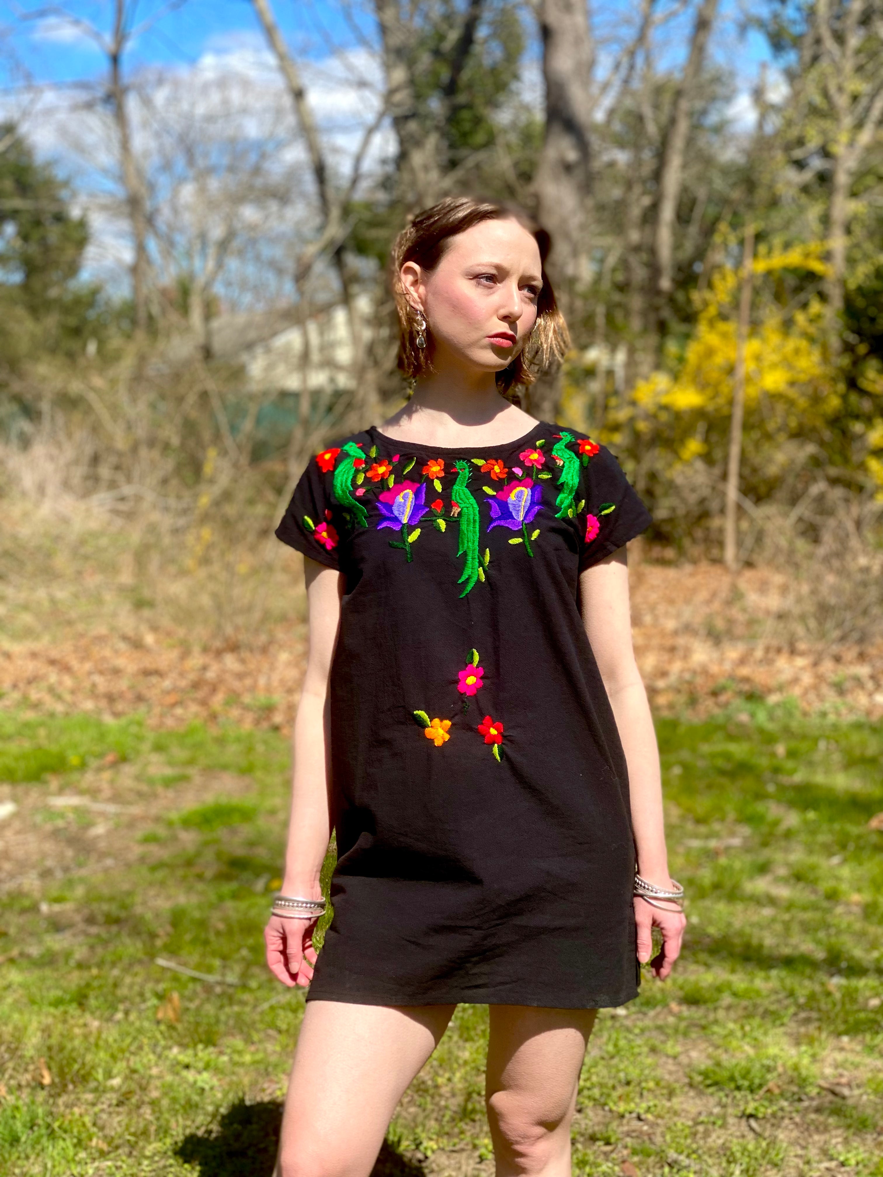 The BoBo Embroidered Black Dress- Small