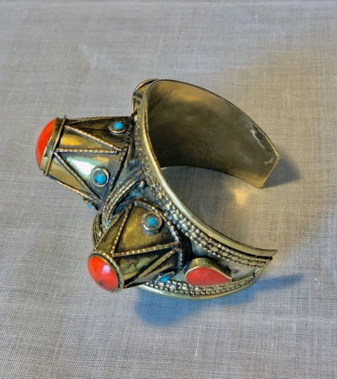 Afghan Boho Babe Spiked Cuff In Assorted Stones