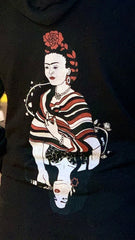 Frida Kahlo & Selena Quintanilla Unisex Organic Cotton Mirror Black Hoodie