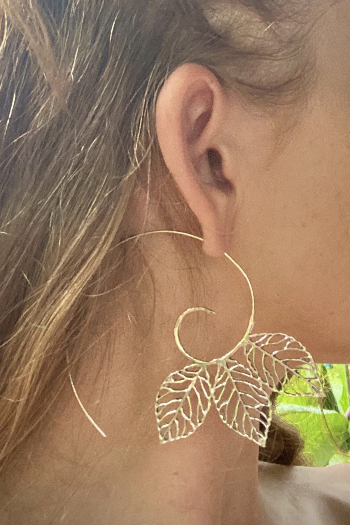 BoBo Sterling Silver Leaf Hoops