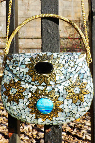 BoBo Designed Indian Mosaic Bag -Sacred Heart Coquillage