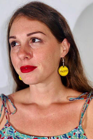 Alexia Pom Pom Hoop Earrings- Dynasty Red & Gold