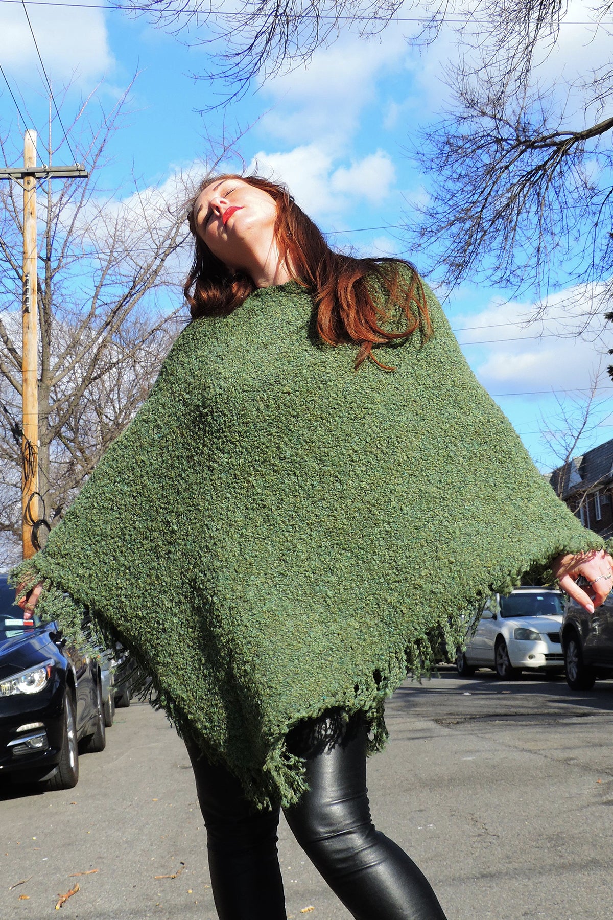 BoBo Hand Knit Baby Alpaca Fringe Poncho- Yosemite