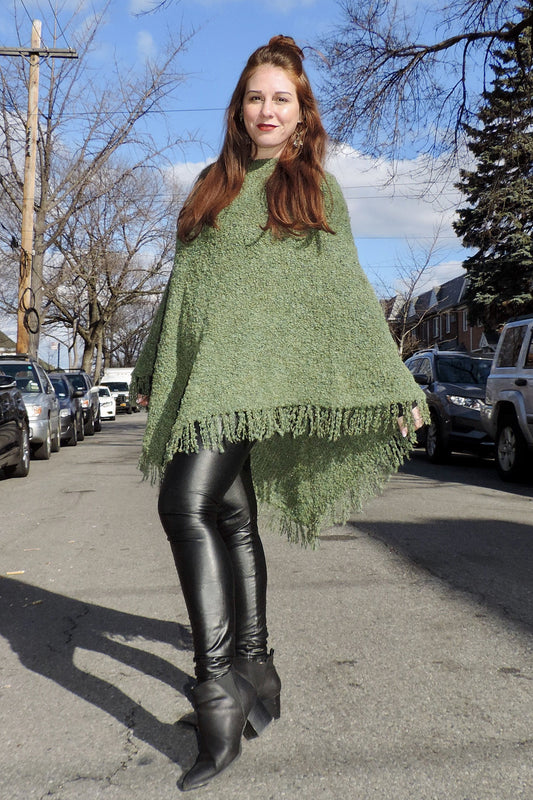 BoBo Hand Knit Baby Alpaca Fringe Poncho- Yosemite