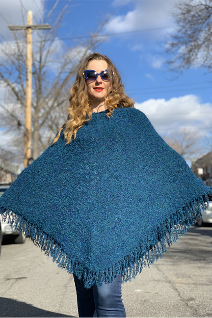 BoBo Hand Knit Baby Alpaca Fringe Poncho- The San Pedro