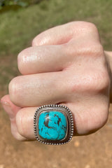 Sterling Silver Turquoise Ring- Square Size 7.5
