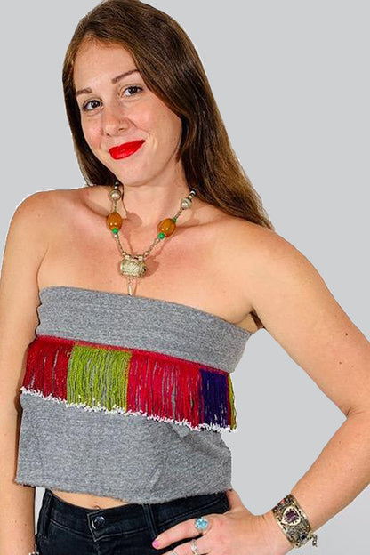 The Suzette - ZERO-WASTE Fringe  Up Cycled Tube Top