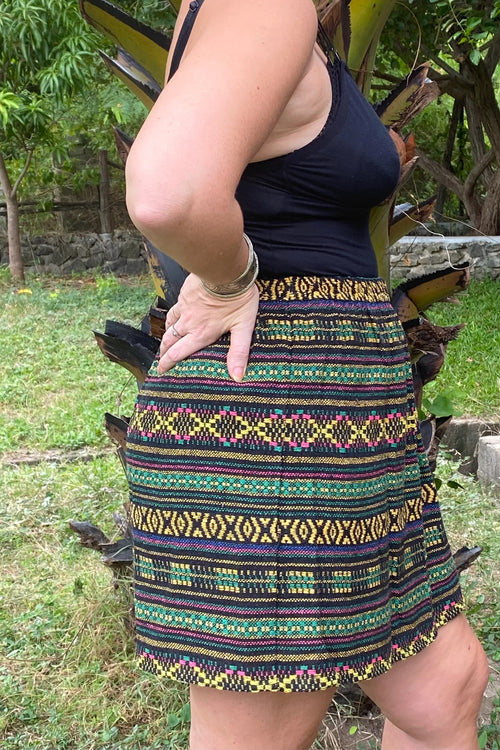 Thai Textile Cotton Skirt- Elastic Waistband - Marcella